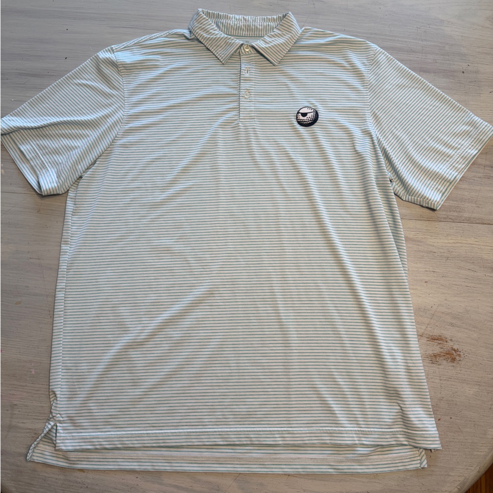 Vineyard Vines Light Blue and White Striped Polo